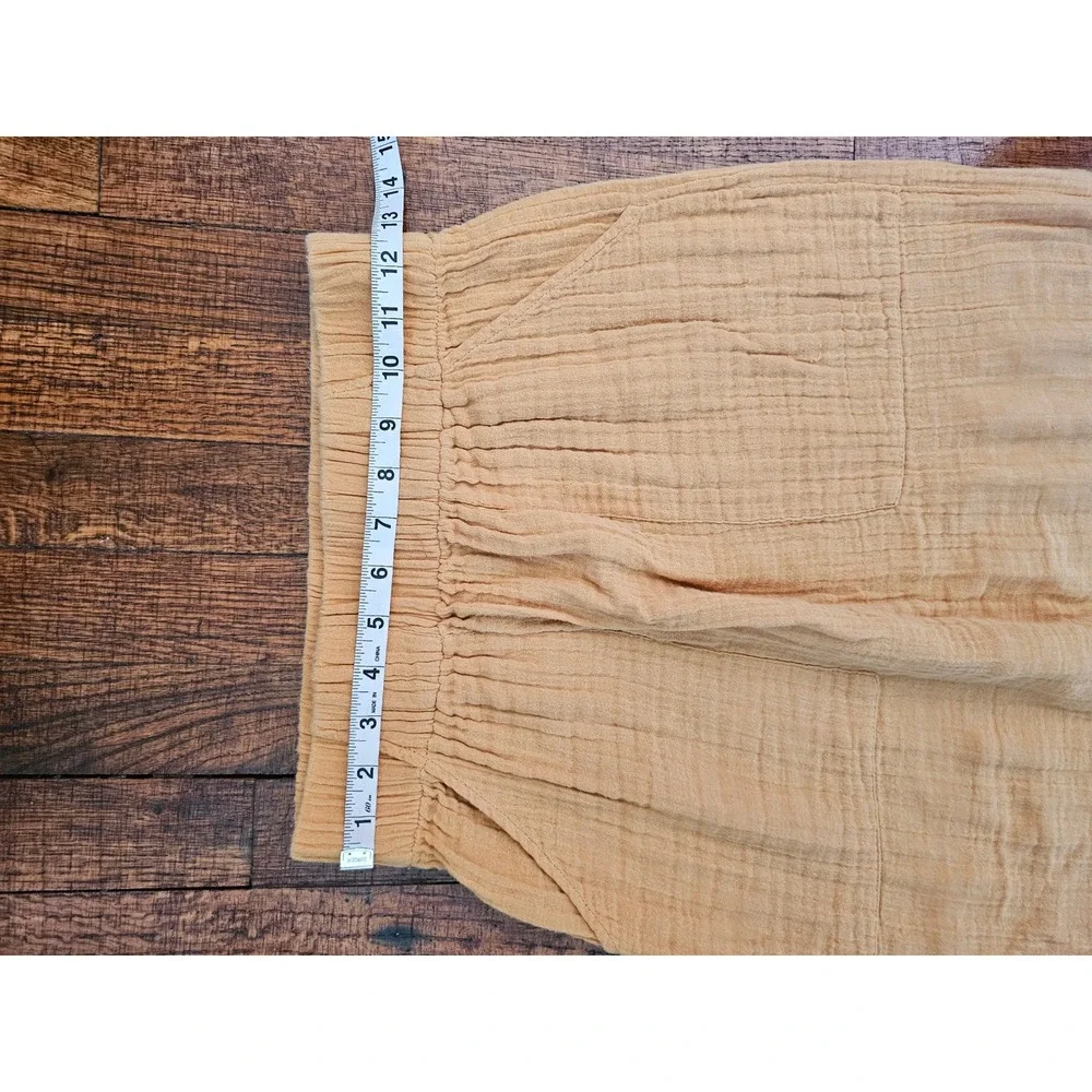 Free People Yellow Boho ResortBeach Cottagecore PocketsCotton Maxi Skirt‎ sz PXS
